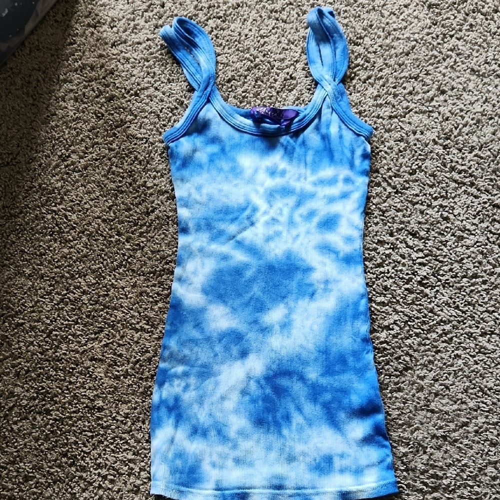 Cyrus Blue and White Fitted Tank Top